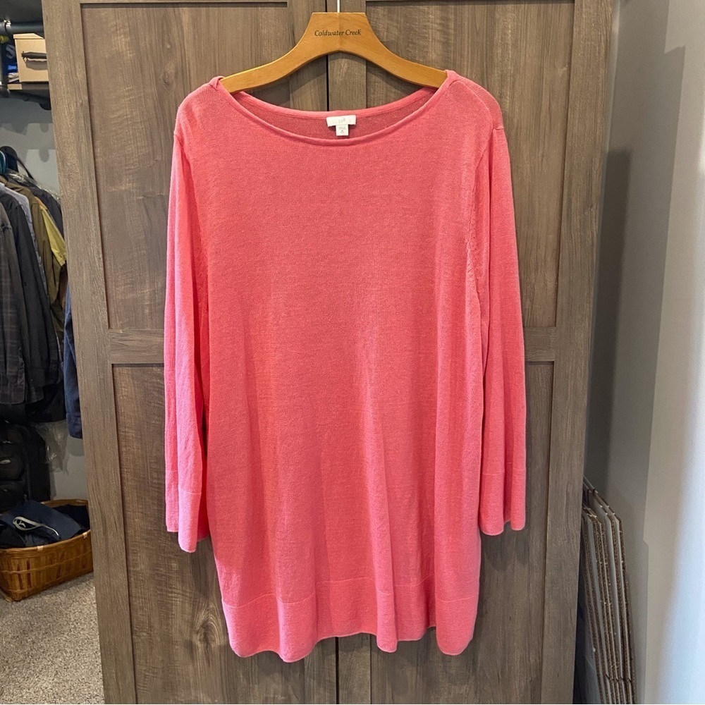 J Jill XL Linen Blend Sweater Tunic Pink Boat Neck